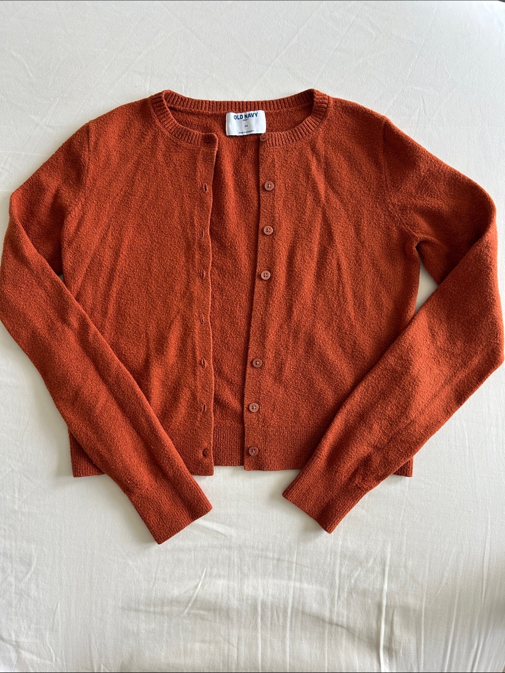 Old Navy Women’s Burnt Orange Button-Front Crewneck Cardigan